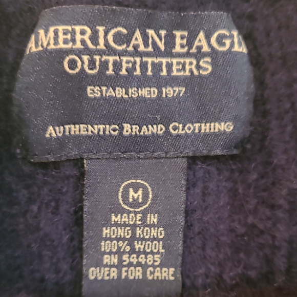 Vintage American Eagle Men's Navy Cable Knit Sweater 100% Wool-Sz Medium - Picture 2 of 7